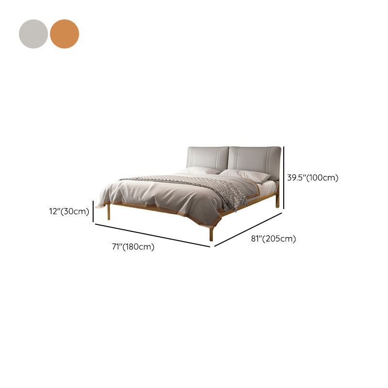 Glam Solid Color Platform Bed Metal Bed Frame with Headboard