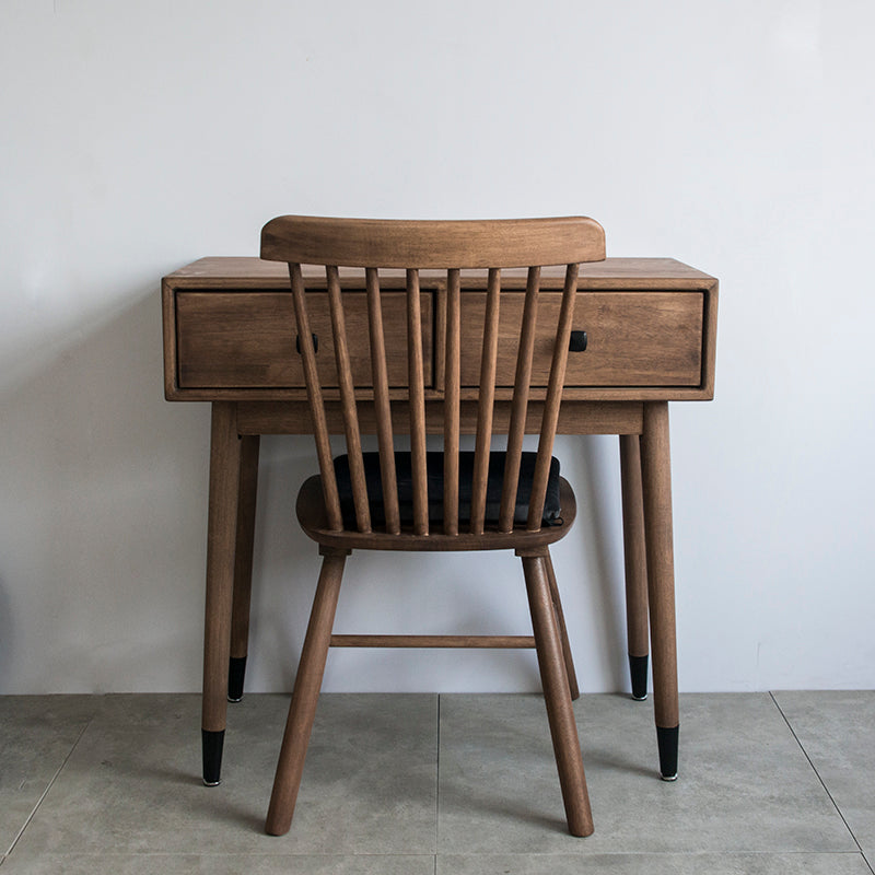 Contemporary Make-up Vanity with Drawers in Brown Solid Wood