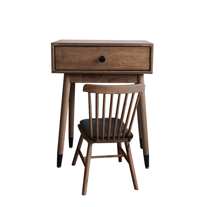 Contemporary Make-up Vanity with Drawers in Brown Solid Wood