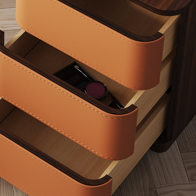 Glam Make-up Vanity Flip-Top Leather 5-Drawers Mirror Vanity Set