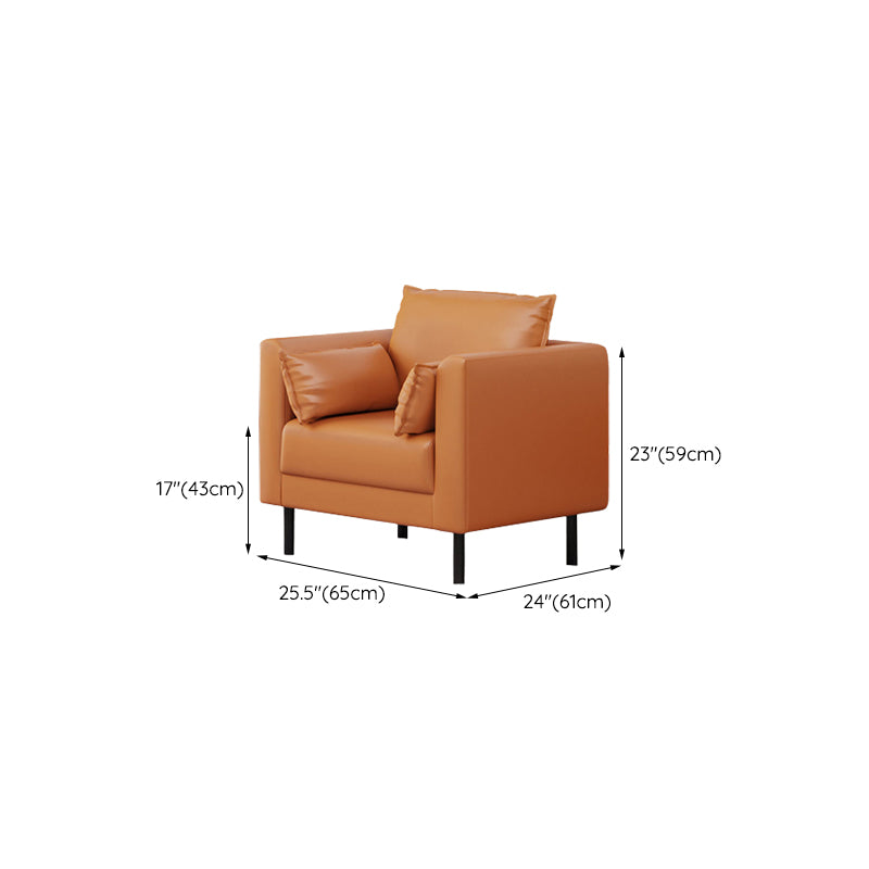 Tuxedo Arm Sofa Stain Resistant Faux Leather Standard Sofa with 4 Pillows