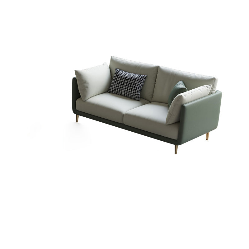Contemporary Faux Leather Sofa with Pillows Back and Pillow Top Arm