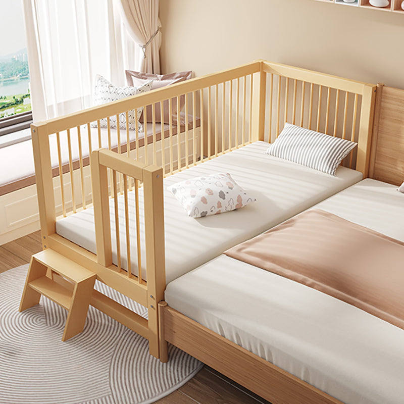 Contemporary Solid Wood Nursery Bed with Guardrail in Natural