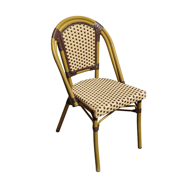 Tropical Dining Side Chair/Dining Armchair with Faux Rattan Back