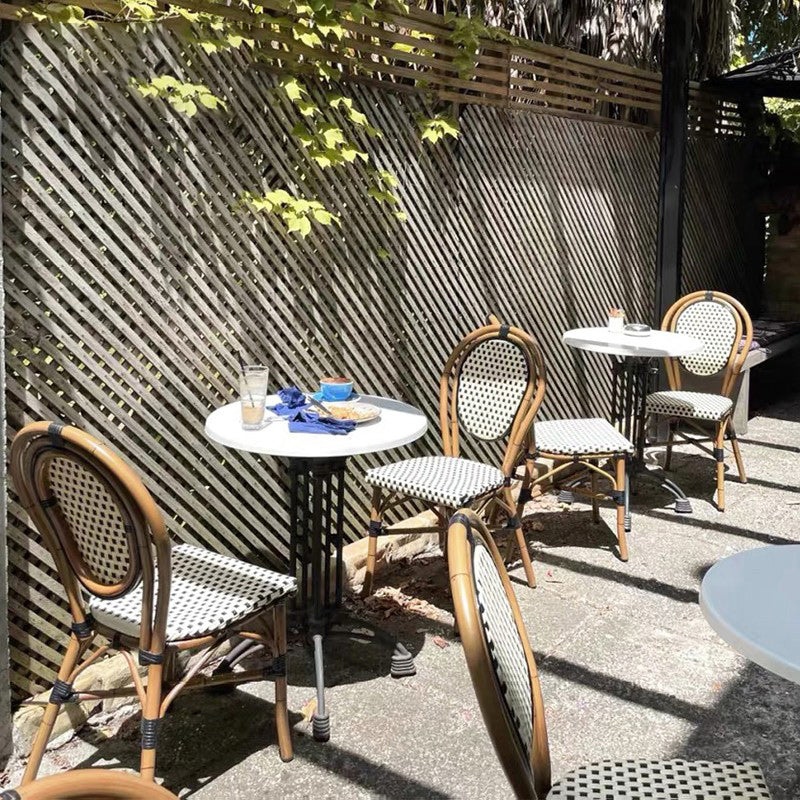 Tropical Dining Side Chair/Dining Armchair with Faux Rattan Back