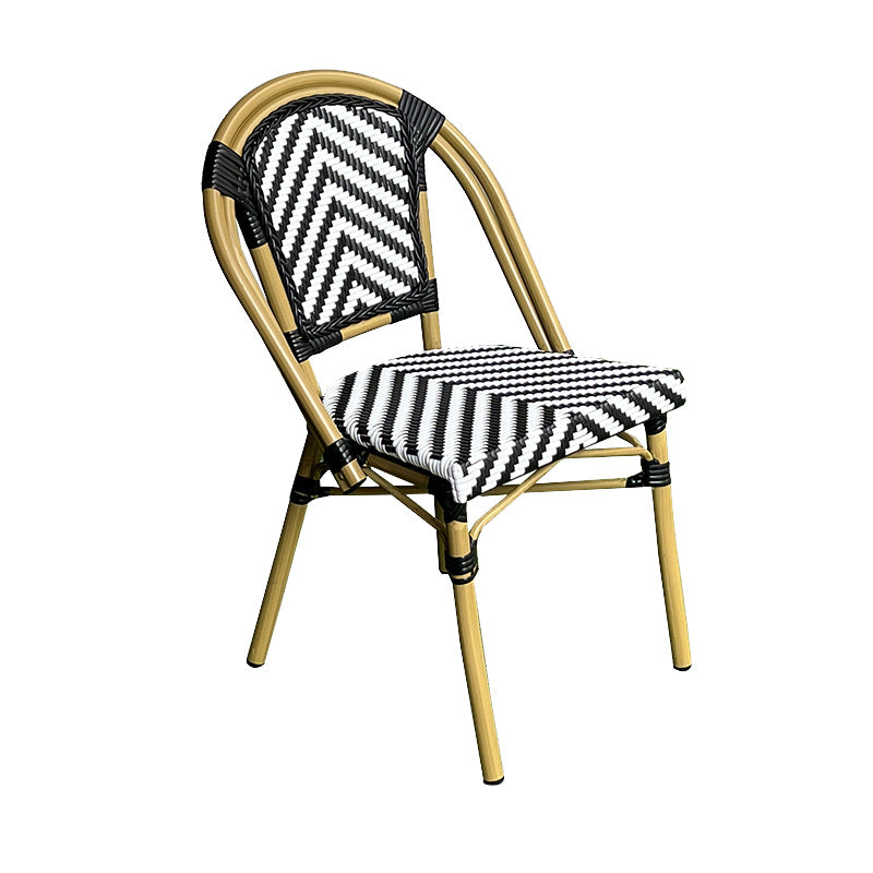 Tropical Dining Side Chair/Dining Armchair with Faux Rattan Back