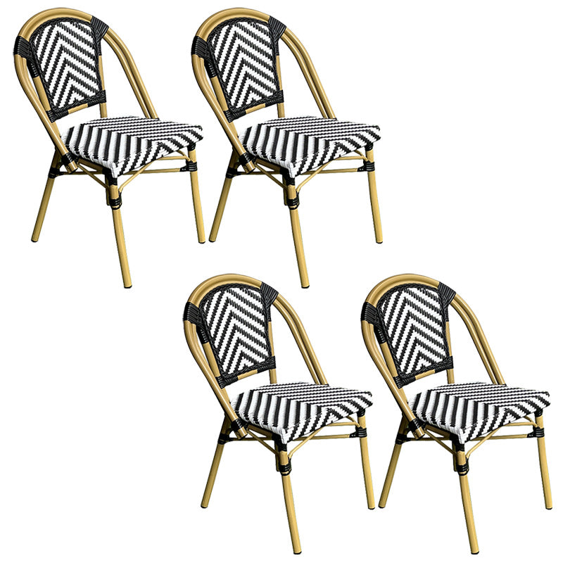 Tropical Dining Side Chair/Dining Armchair with Faux Rattan Back