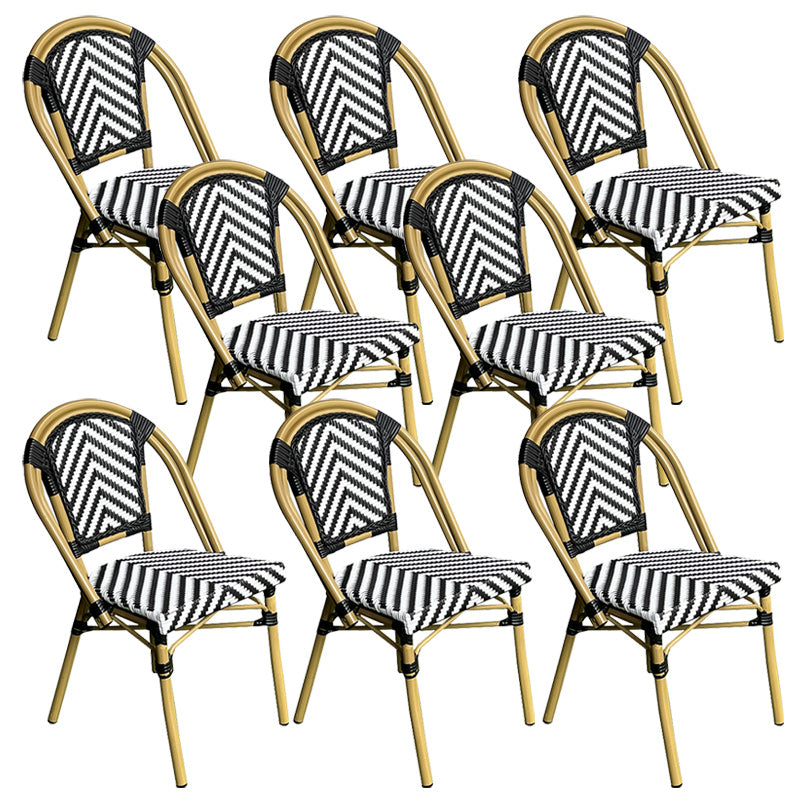 Tropical Dining Side Chair/Dining Armchair with Faux Rattan Back