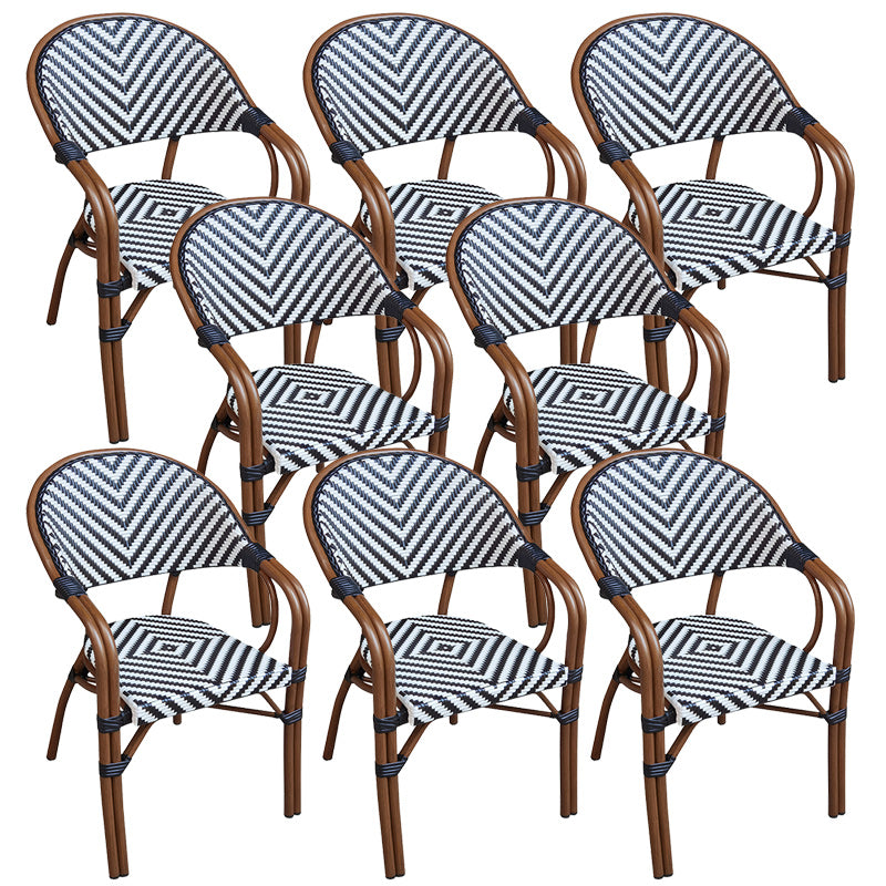 Tropical Dining Side Chair/Dining Armchair with Faux Rattan Back