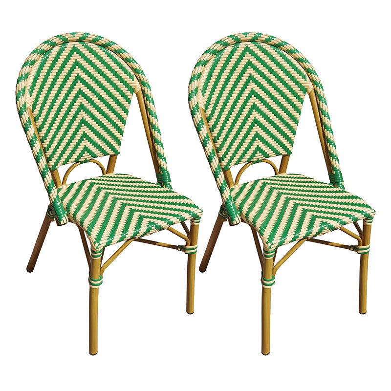 Tropical Dining Side Chair/Dining Armchair with Faux Rattan Back