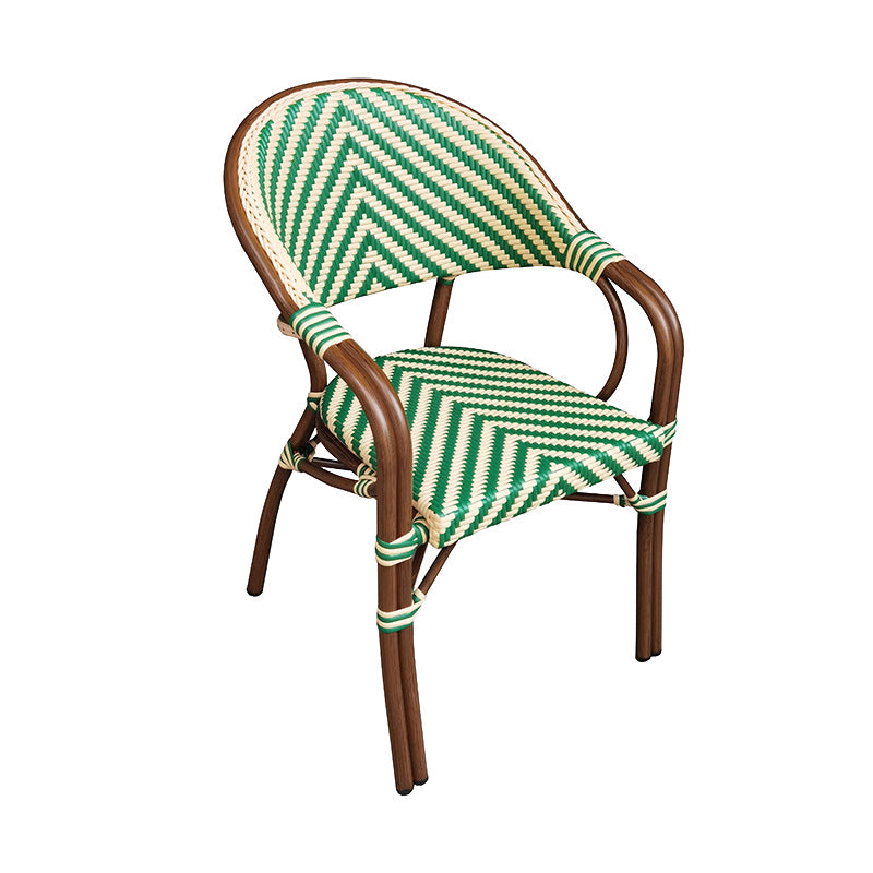 Tropical Dining Side Chair/Dining Armchair with Faux Rattan Back