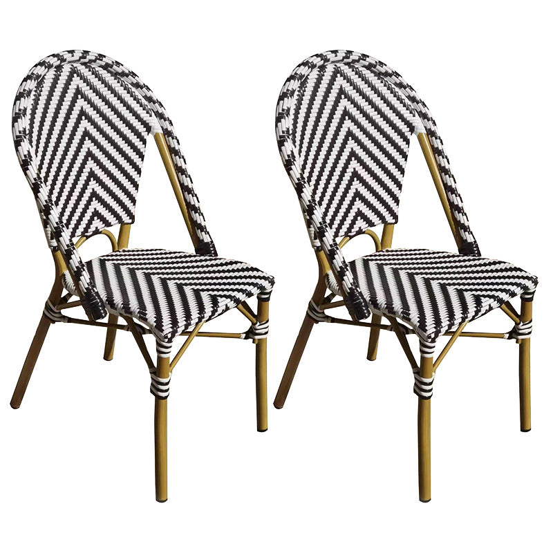 Tropical Dining Side Chair/Dining Armchair with Faux Rattan Back