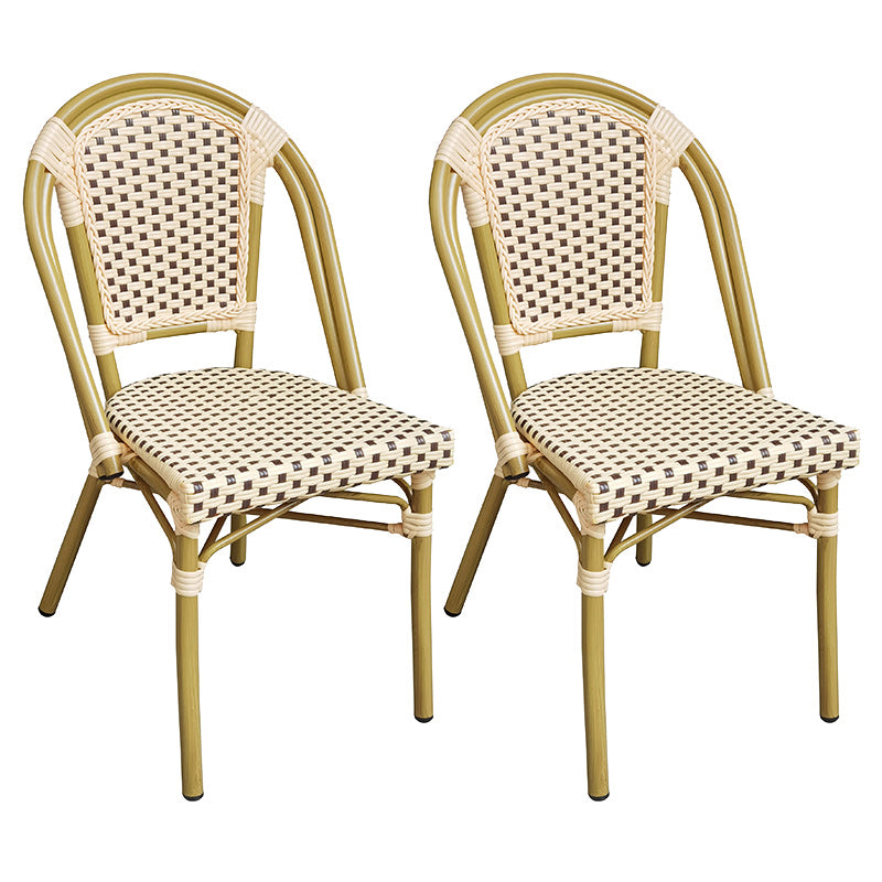 Tropical Dining Side Chair/Dining Armchair with Faux Rattan Back