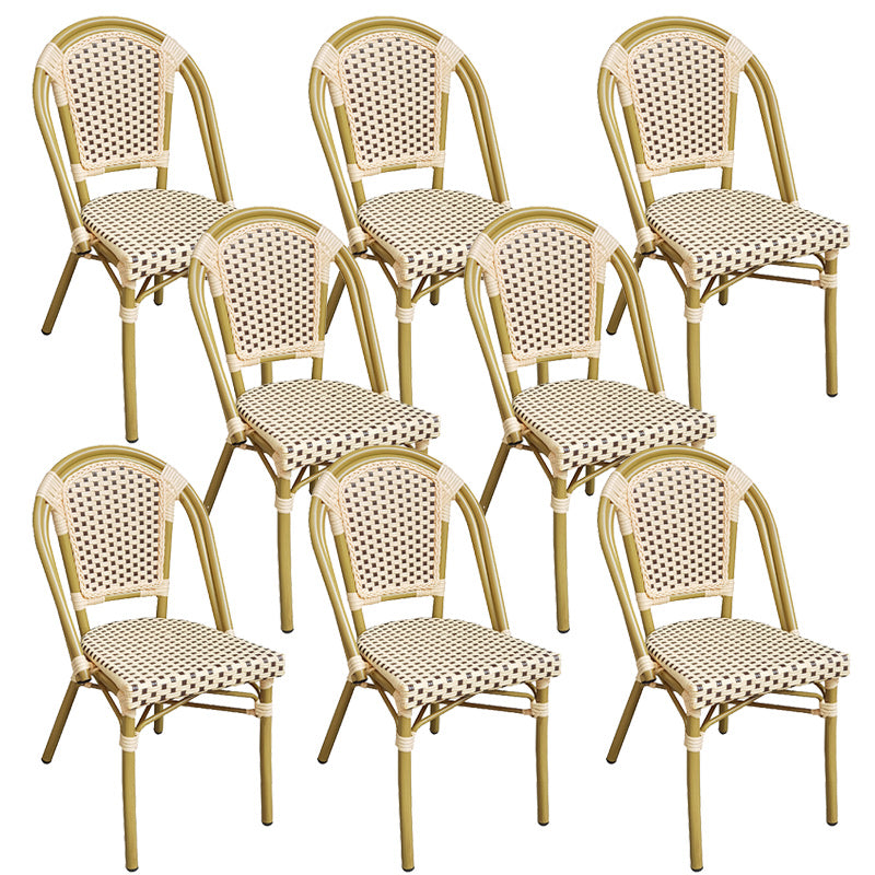 Tropical Dining Side Chair/Dining Armchair with Faux Rattan Back