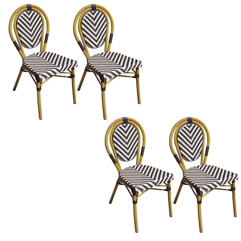 Tropical Dining Side Chair/Dining Armchair with Faux Rattan Back