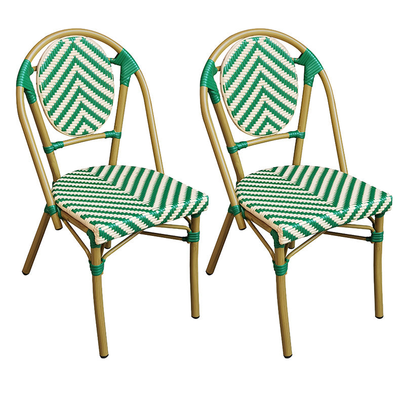 Tropical Dining Side Chair/Dining Armchair with Faux Rattan Back