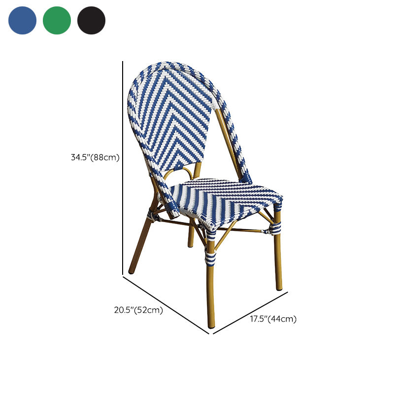 Tropical Dining Side Chair/Dining Armchair with Faux Rattan Back