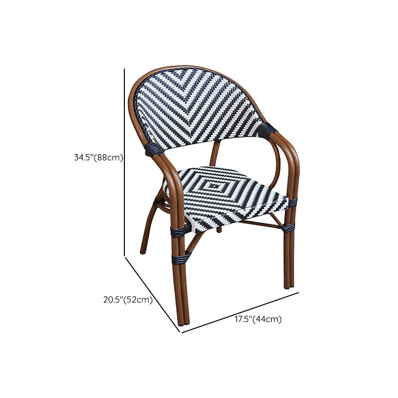 Tropical Dining Side Chair/Dining Armchair with Faux Rattan Back