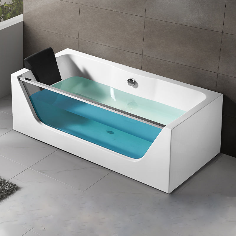Contemporary Acrylic Back to Wall Bathtub Rectangle Air/Whirlpool/Soaking Bathtub