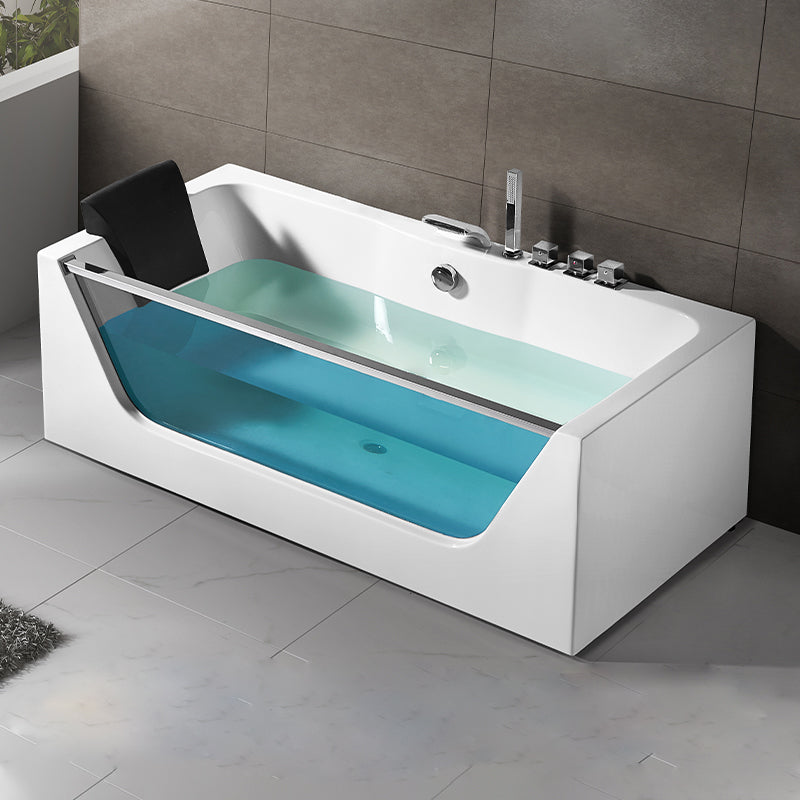 Contemporary Acrylic Back to Wall Bathtub Rectangle Air/Whirlpool/Soaking Bathtub