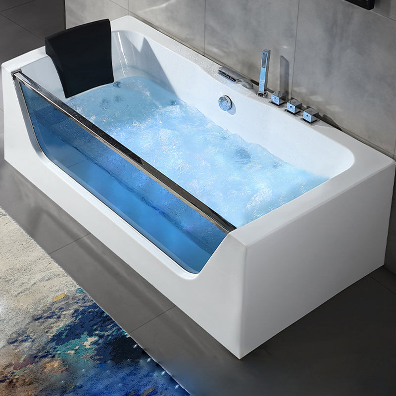 Contemporary Acrylic Back to Wall Bathtub Rectangle Air/Whirlpool/Soaking Bathtub