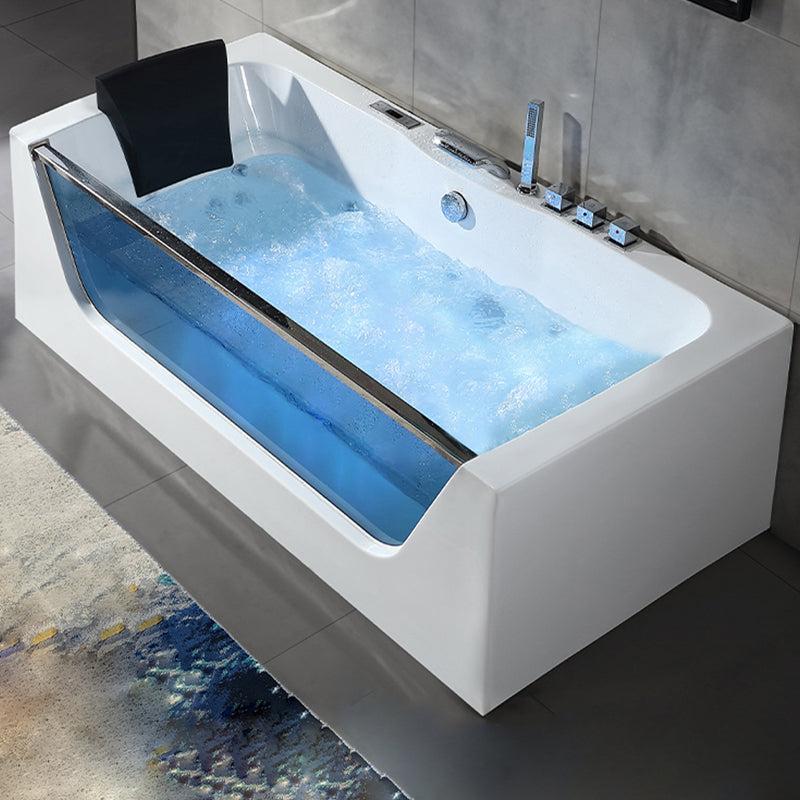 Contemporary Acrylic Back to Wall Bathtub Rectangle Air/Whirlpool/Soaking Bathtub