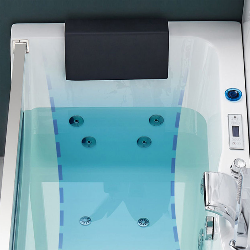 Contemporary Acrylic Back to Wall Bathtub Rectangle Air/Whirlpool/Soaking Bathtub