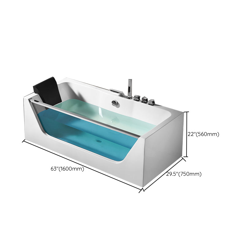 Contemporary Acrylic Back to Wall Bathtub Rectangle Air/Whirlpool/Soaking Bathtub