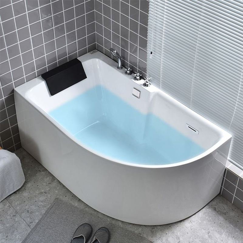 Modern Corner Acrylic Bathtub Back to Wall Bathtub with Drain and Massage Device