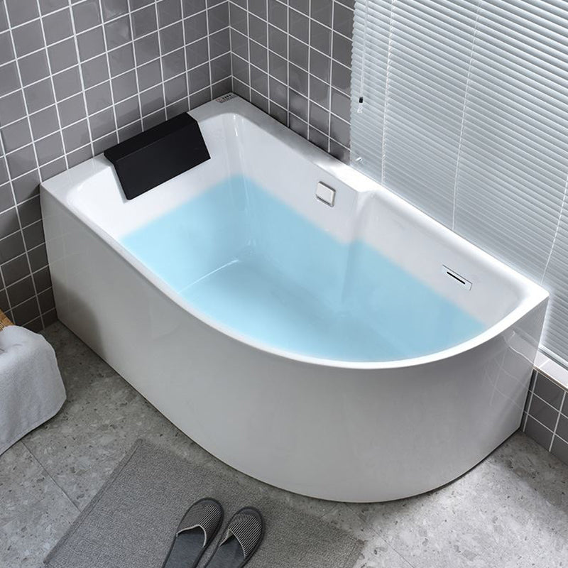 Modern Corner Acrylic Bathtub Back to Wall Bathtub with Drain and Massage Device