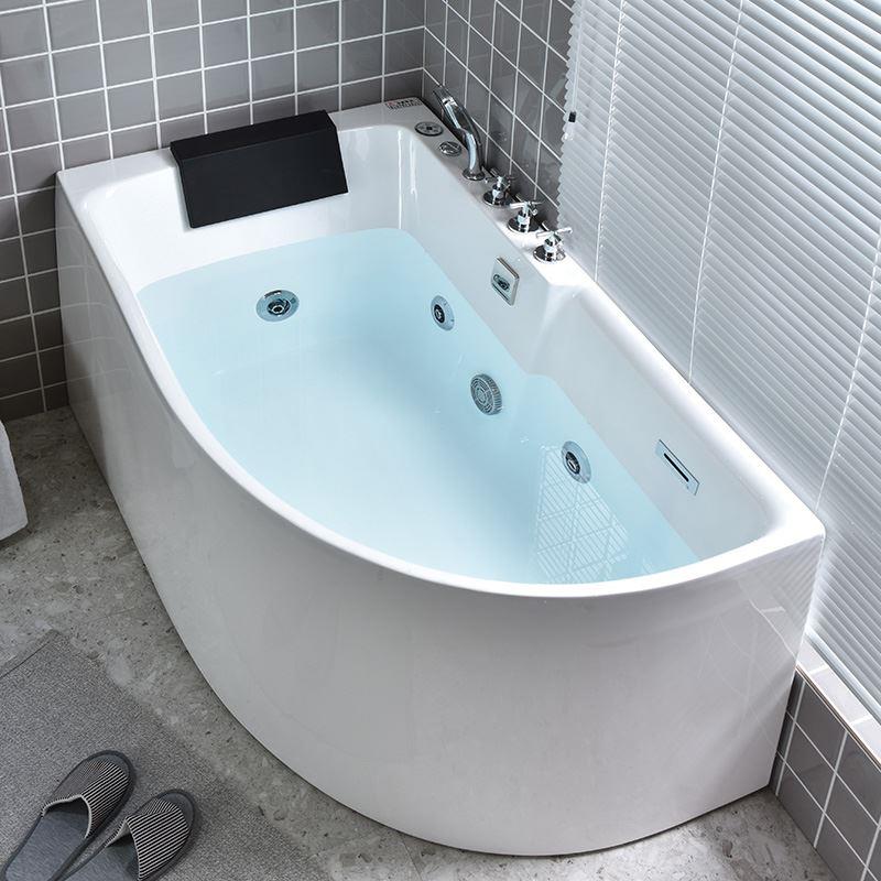 Modern Corner Acrylic Bathtub Back to Wall Bathtub with Drain and Massage Device