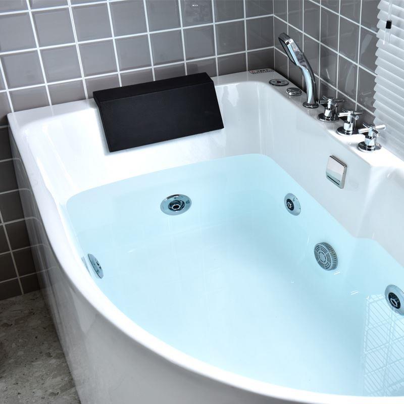 Modern Corner Acrylic Bathtub Back to Wall Bathtub with Drain and Massage Device