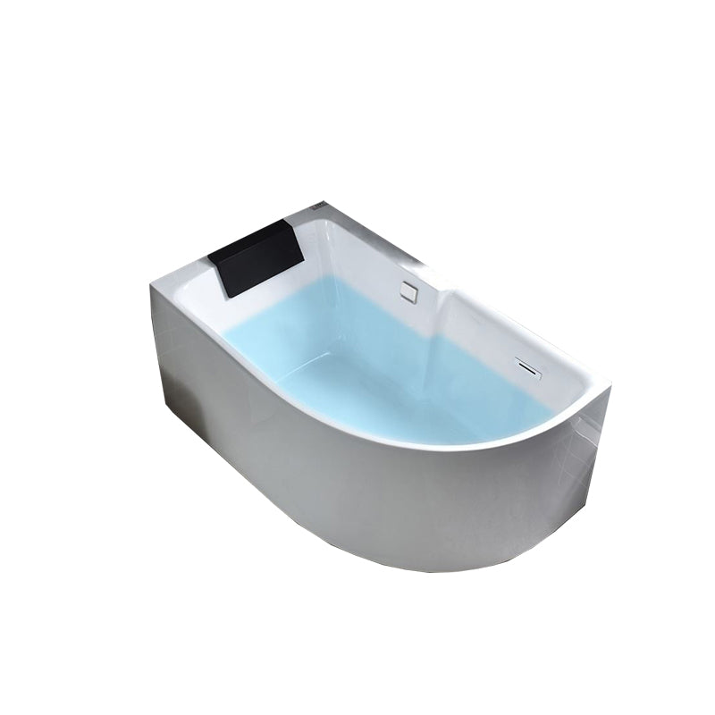 Modern Corner Acrylic Bathtub Back to Wall Bathtub with Drain and Massage Device