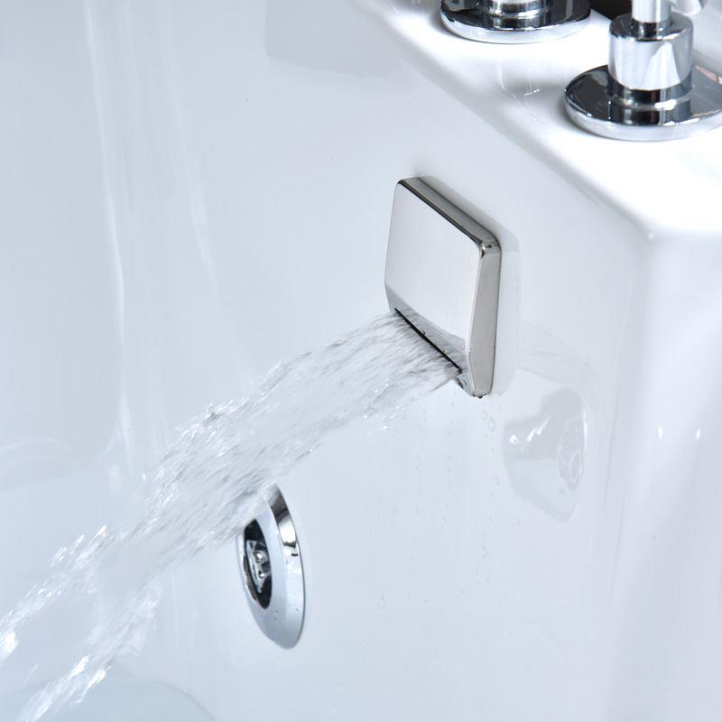 Modern Corner Acrylic Bathtub Back to Wall Bathtub with Drain and Massage Device
