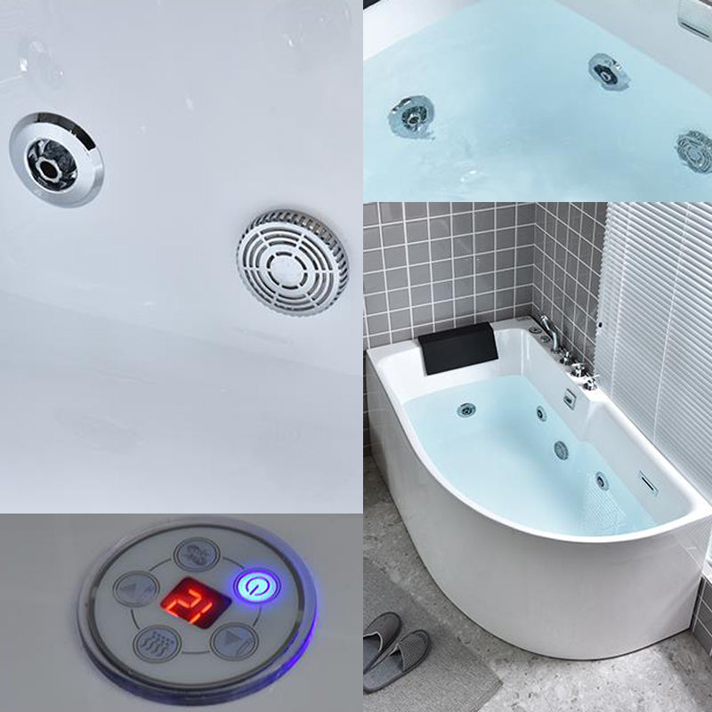 Modern Corner Acrylic Bathtub Back to Wall Bathtub with Drain and Massage Device