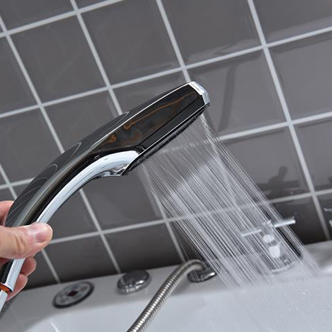 Modern Corner Acrylic Bathtub Back to Wall Bathtub with Drain and Massage Device