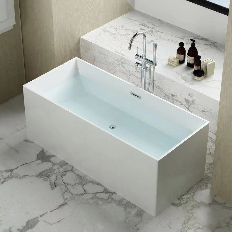 Modern Freestanding Soaking Bathtub Rectangle Acrylic Bathtub in White