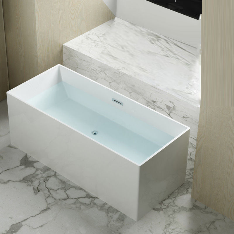 Modern Freestanding Soaking Bathtub Rectangle Acrylic Bathtub in White