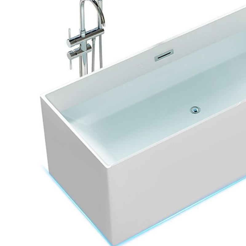 Modern Freestanding Soaking Bathtub Rectangle Acrylic Bathtub in White