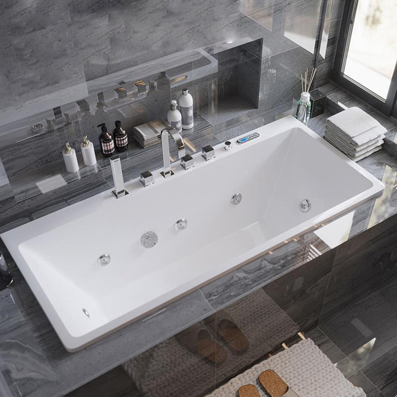 Modern Rectangle Acrylic Embedded Bathtub with Massage Device