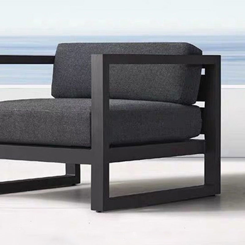 Black Metal Patio Sofa Industrial Style Minimalist Villa Outdoor Patio Sofa