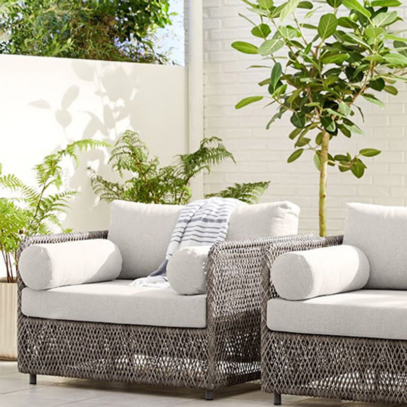 Metal and Rattan Patio Sofa Tropical Style Villa Outdoor Patio Sofa