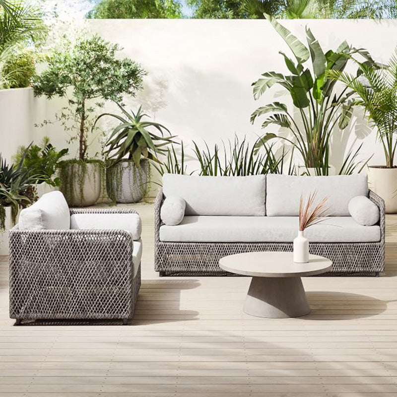 Metal and Rattan Patio Sofa Tropical Style Villa Outdoor Patio Sofa
