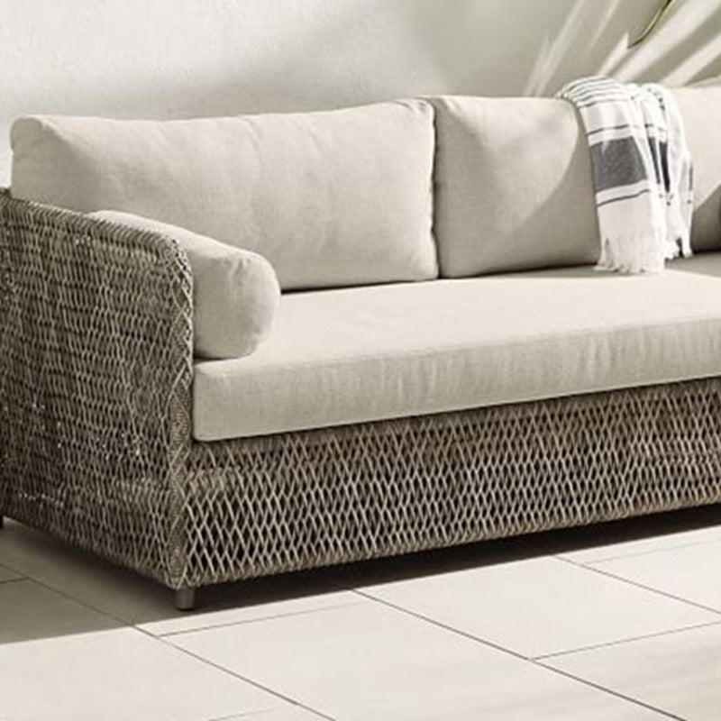 Metal and Rattan Patio Sofa Tropical Style Villa Outdoor Patio Sofa