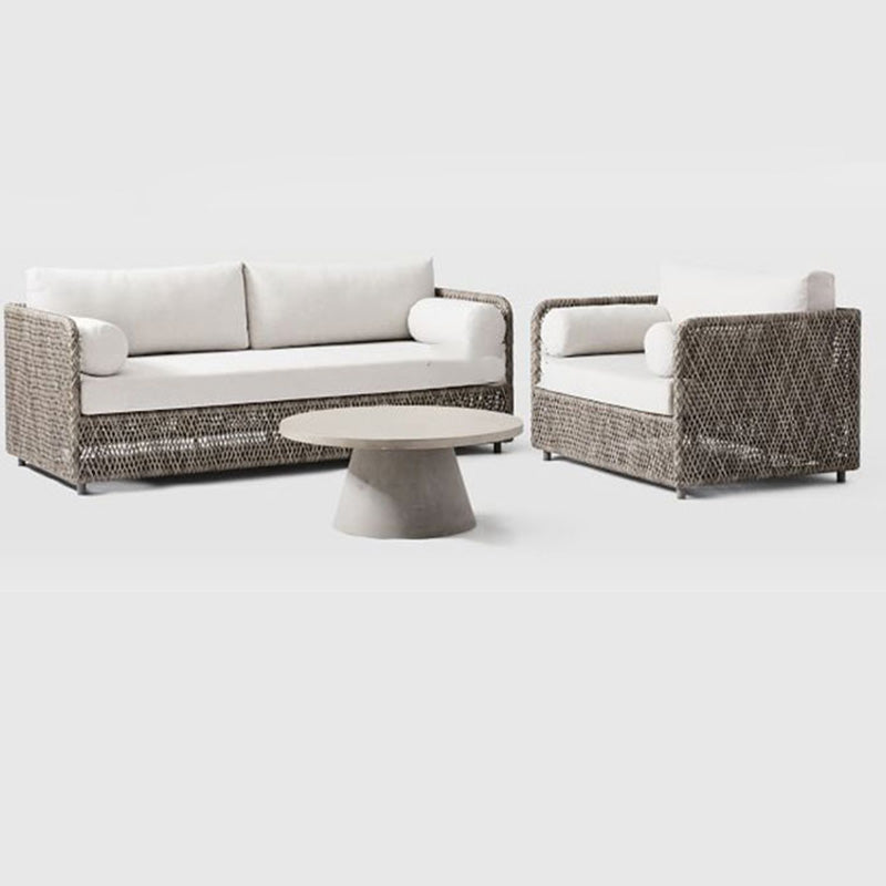 Metal and Rattan Patio Sofa Tropical Style Villa Outdoor Patio Sofa