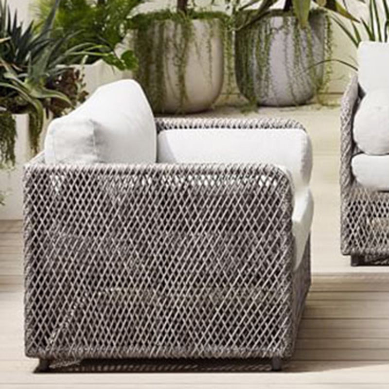 Metal and Rattan Patio Sofa Tropical Style Villa Outdoor Patio Sofa