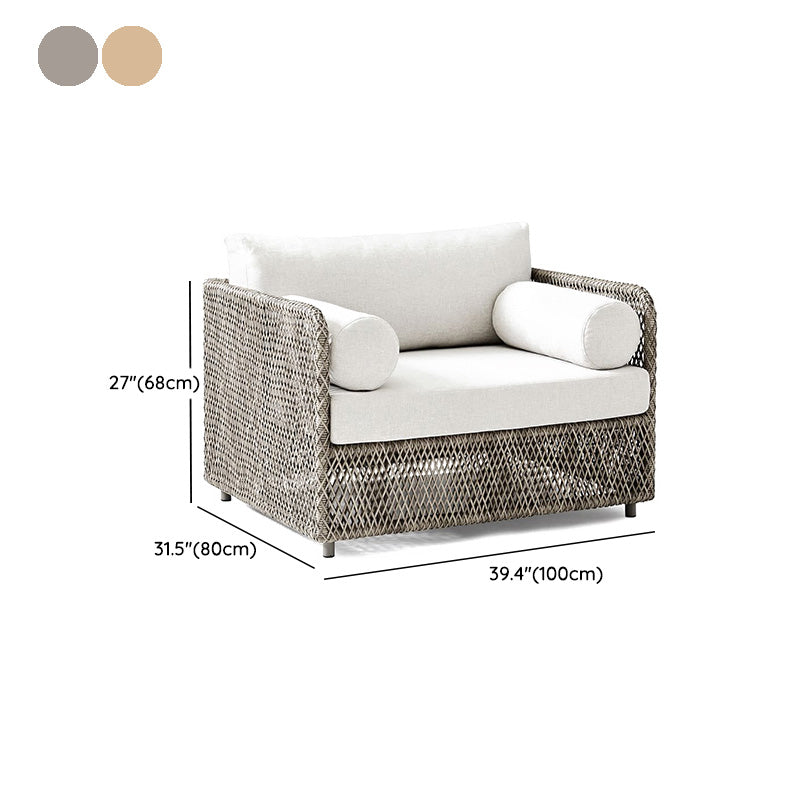 Metal and Rattan Patio Sofa Tropical Style Villa Outdoor Patio Sofa