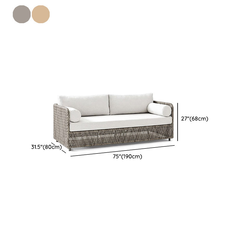 Metal and Rattan Patio Sofa Tropical Style Villa Outdoor Patio Sofa