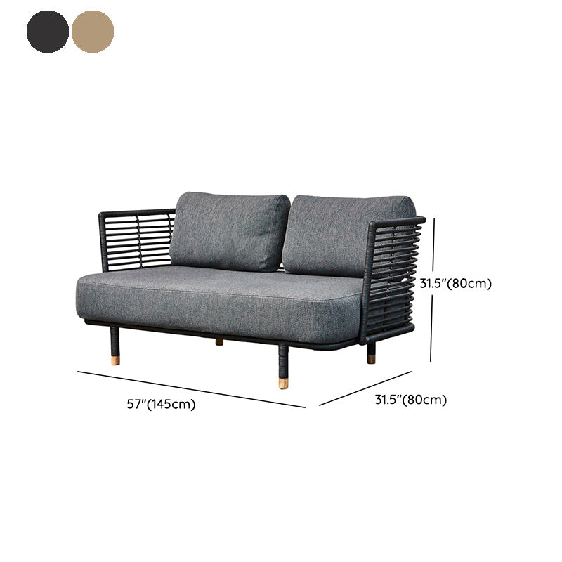 Metal Rattan Patio Sofa Tropical Style Outdoor Simple Sofa Outdoor Patio Sofa