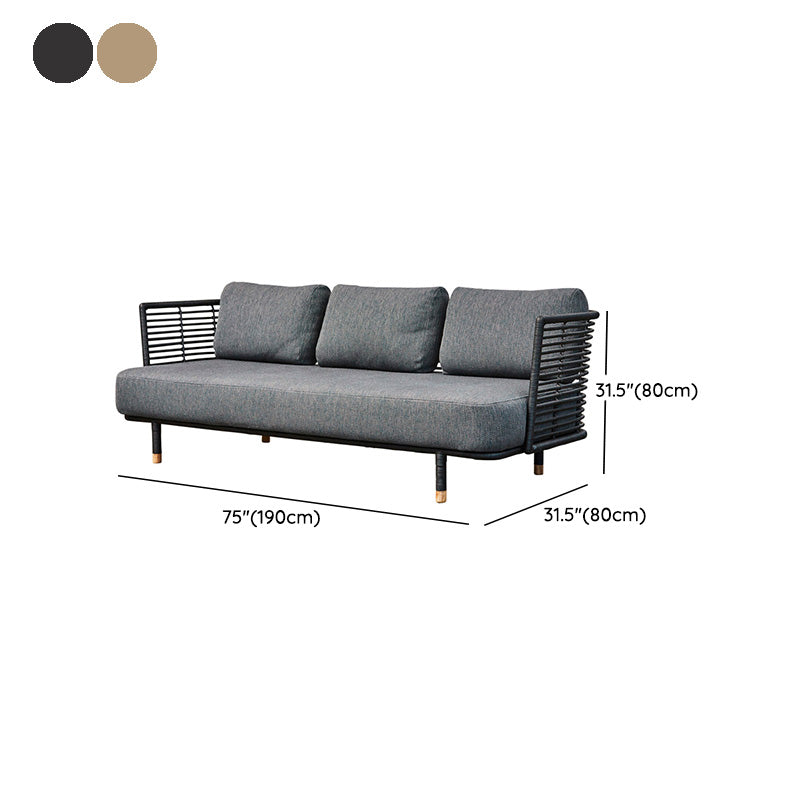 Metal Rattan Patio Sofa Tropical Style Outdoor Simple Sofa Outdoor Patio Sofa